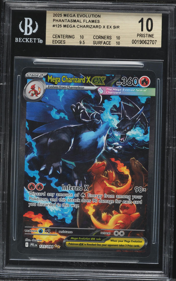 2025 Pokemon TCG Mega Evolution Phantasmal Flames Mega Charizard X Ex Sir  #125 BGS 10 PRISTINE on Fanatics Collect