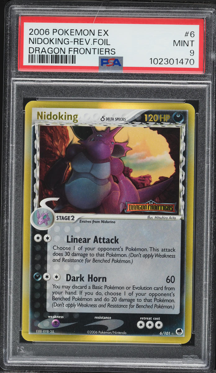 2006 Pokemon EX Dragon Frontiers Reverse Holo Nidoking #6 PSA 9 MINT on ...