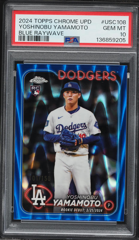 2024 Topps Chrome Update Blue Raywave Yoshinobu Yamamoto ROOKIE
