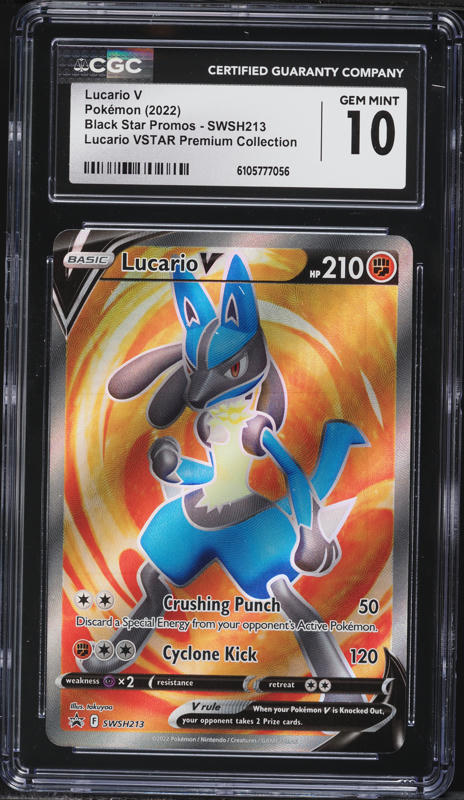 2022 Pokemon Sword & Shield Promo Premium Full Art Lucario V #SWSH213 CGC 10 GEM MINT