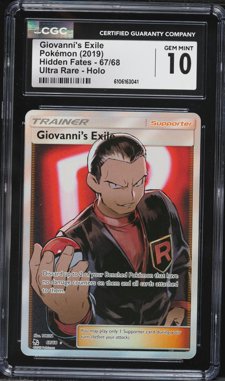 2019 Pokemon Sun & Moon Hidden Fates Full Art Giovanni's Exile #67 CGC 10 GEM MINT