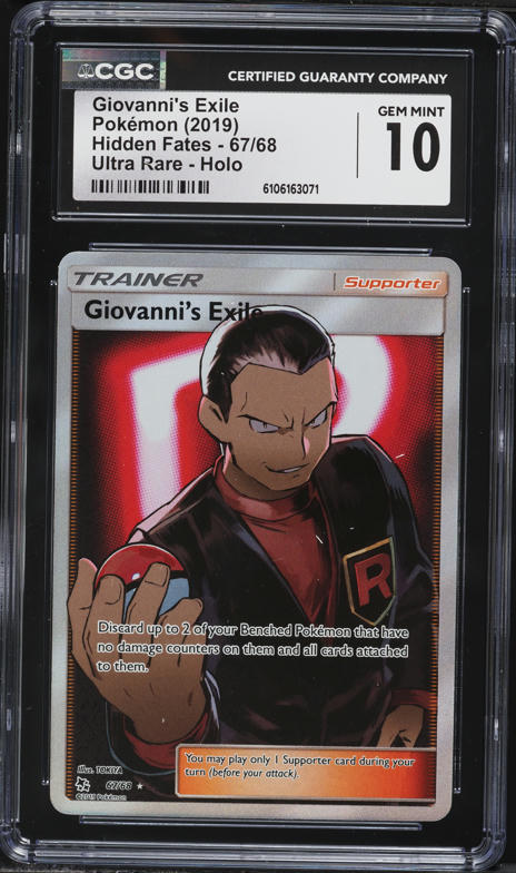 2019 Pokemon Sun & Moon Hidden Fates Full Art Giovanni's Exile #67 CGC 10 GEM MINT