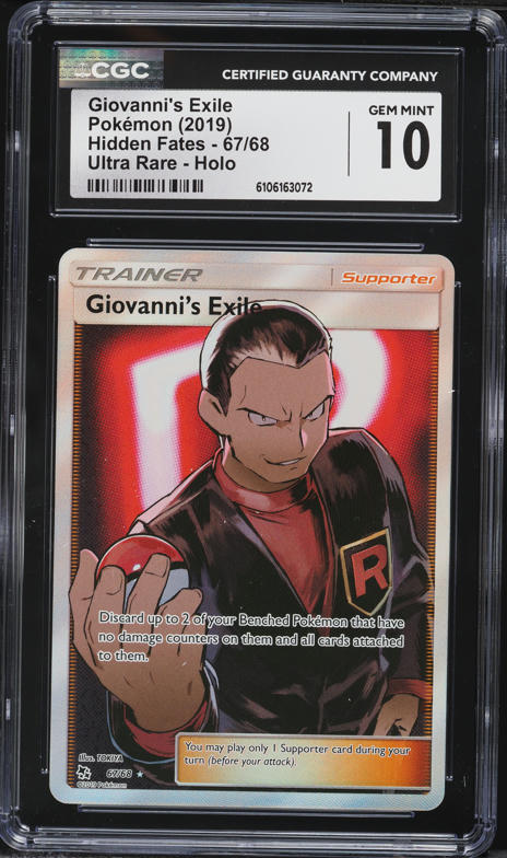 2019 Pokemon Sun & Moon Hidden Fates Full Art Giovanni's Exile #67 CGC 10 GEM MINT