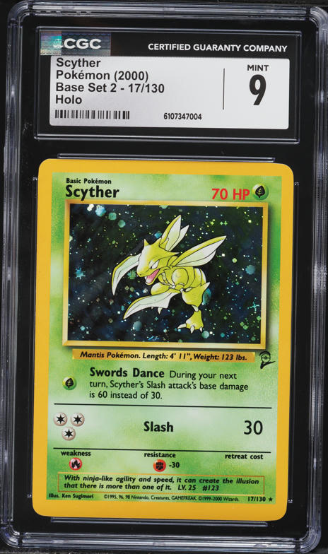 2000 Pokemon Base Set 2 Holo Scyther #17 CGC 9 MINT on Fanatics