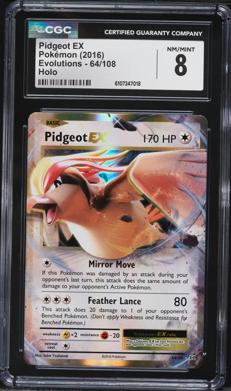 2016 Pokemon XY Evolutions Holo Pidgeot EX #64 CGC 8 NM-MT