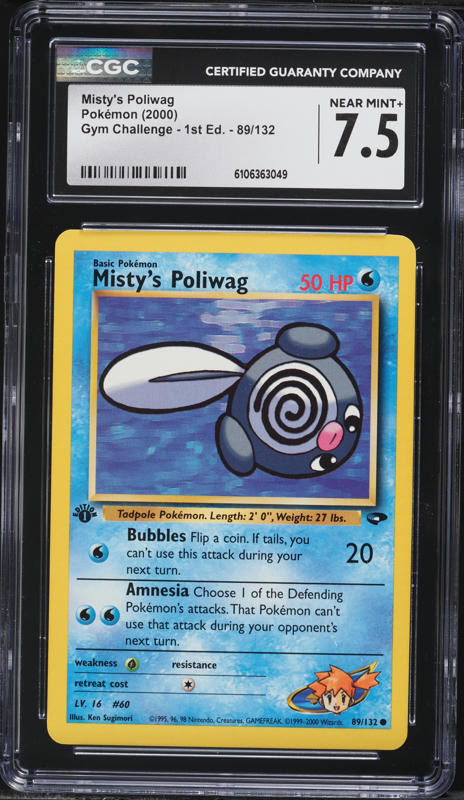 2000 Pokemon Gym Challenge 1st Edition Misty's Poliwag #89 CGC 7.5 NRMT+