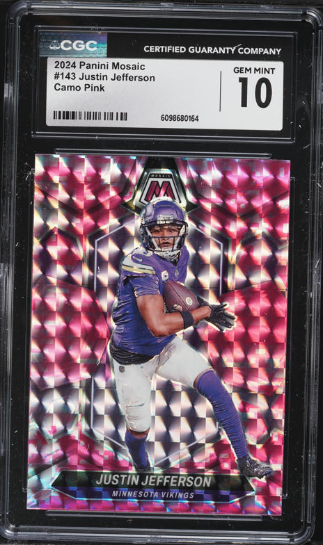 2024 Panini Mosaic Camo Pink Justin Jefferson #143 CGC 10 GEM MINT