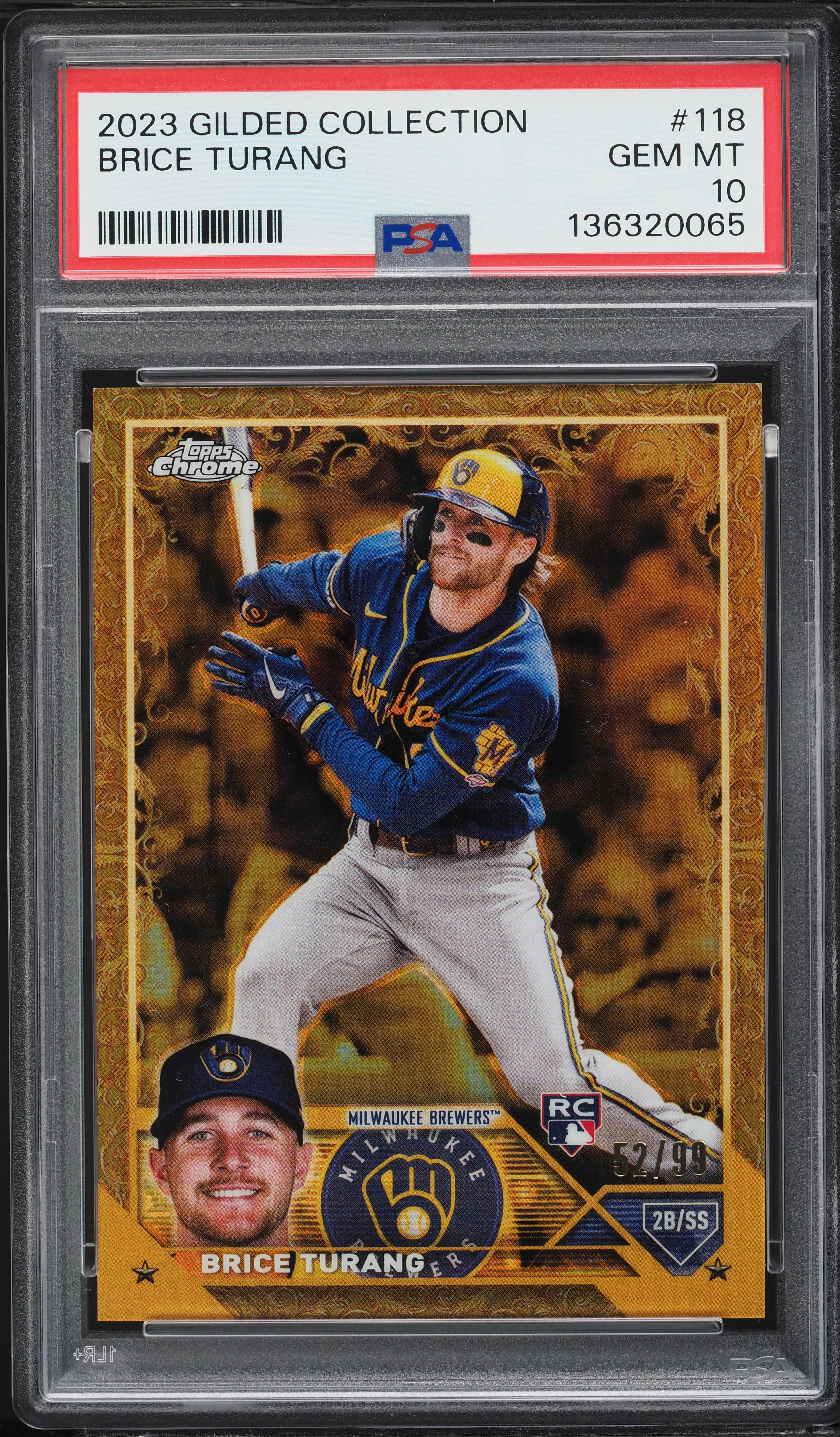 2023 Topps Chrome Gilded Collection Brice Turang ROOKIE /99 #118