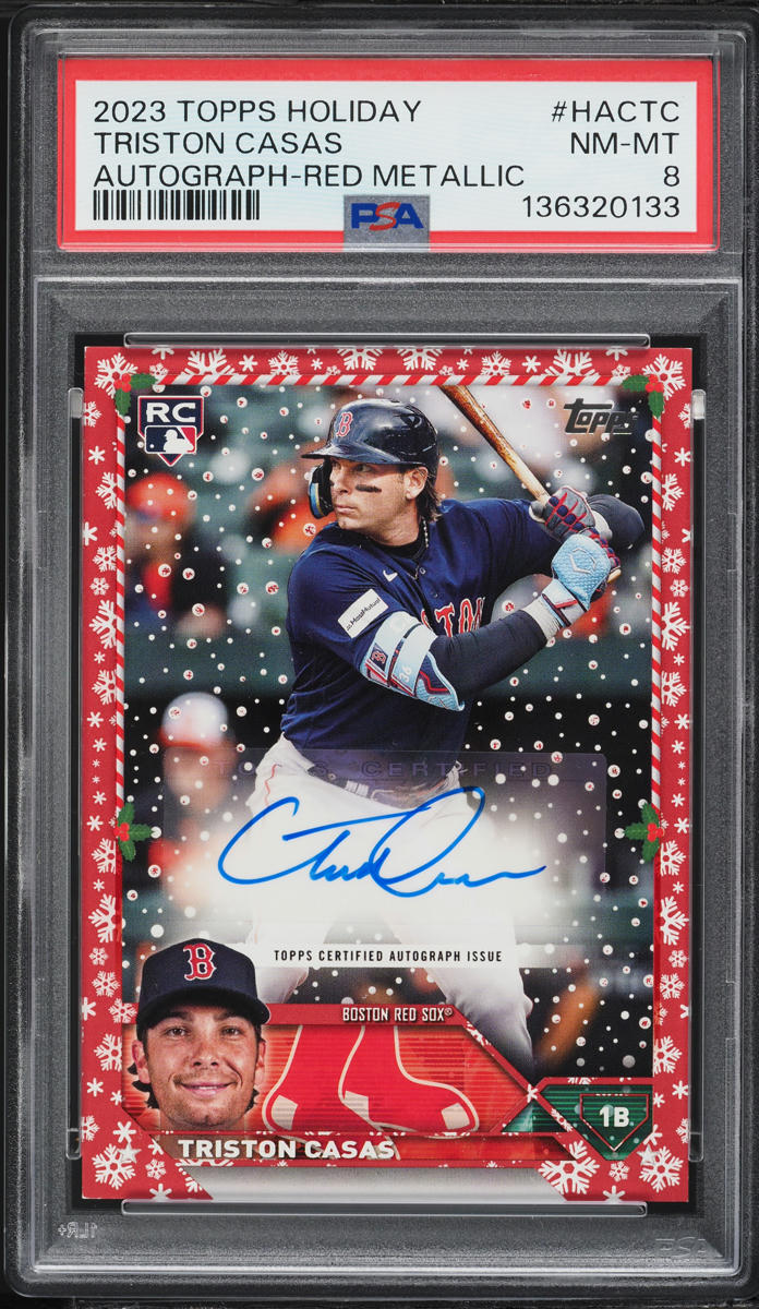 2023 Topps Holiday Red Metallic Triston Casas ROOKIE AUTO /25 #HACTC PSA 8 NM-MT