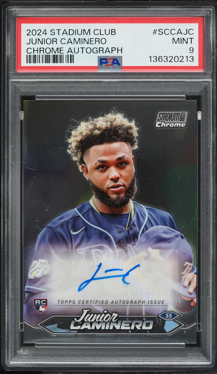 2024 Stadium Club Chrome Junior Caminero ROOKIE AUTO #SCCAJC PSA 9 MINT