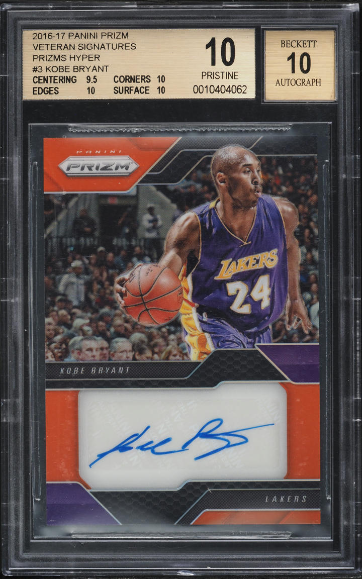 2016 Panini Prizm Hyper Kobe Bryant AUTO /10 #3 BGS 10 PRISTINE