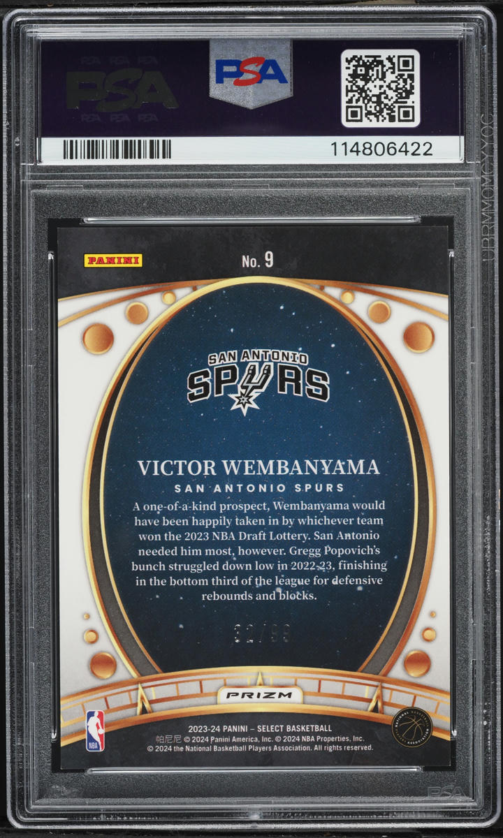 2023 Select Lodestars Red Flash Prizm Victor Wembanyama ROOKIE /99 #9 PSA 8 NM-MT