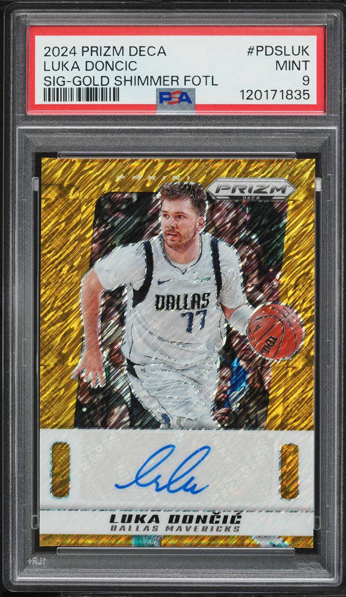 2024 Panini Prizm Deca Gold Shimmer FOTL Luka Doncic AUTO /10 #PDS-LUK PSA 9 MINT