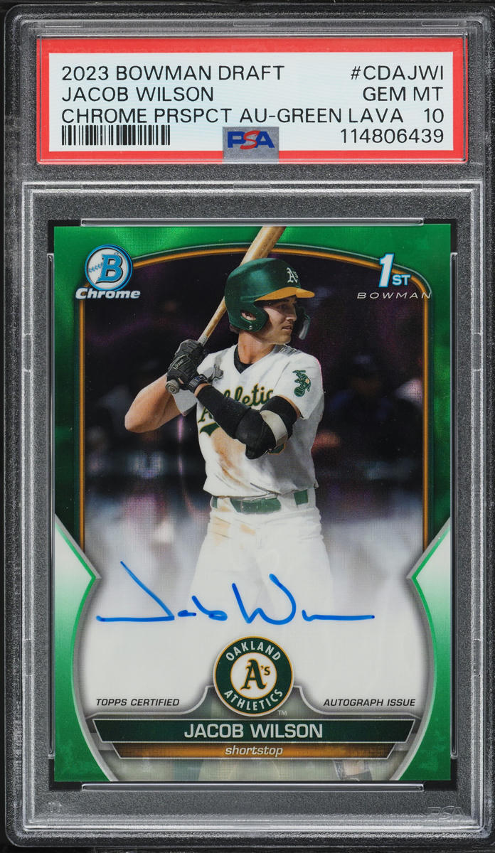 2023 Bowman Chrome Green Lava Jacob Wilson PROSPECT AUTO /99 #CDA-JWI PSA 10 GEM MINT