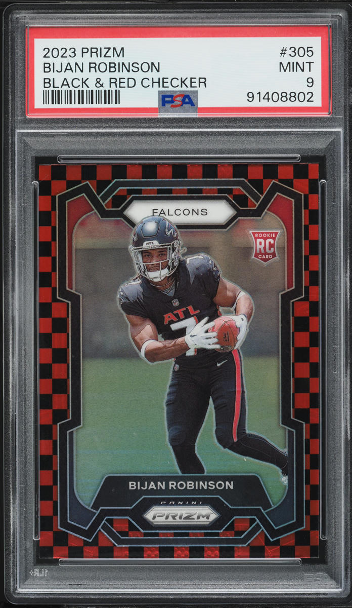 2023 Panini Prizm Black & Red Checker Bijan Robinson ROOKIE #305 PSA 9 MINT