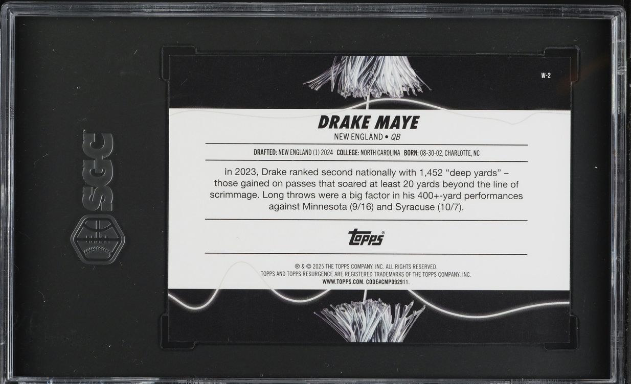 2024 Topps Resurgence Wired Drake Maye ROOKIE #W-2 SGC 10 GEM MINT