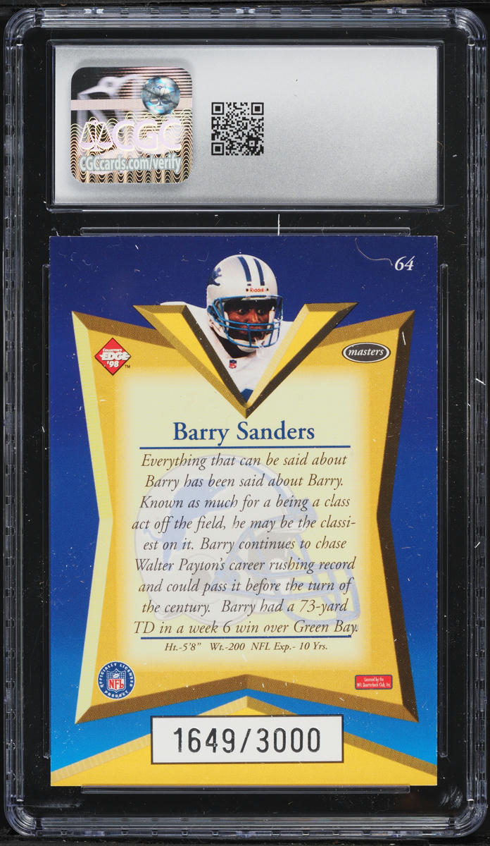 1998 Collector's Edge Masters 50-Point Barry Sanders /3000 #64 CGC 9 MINT