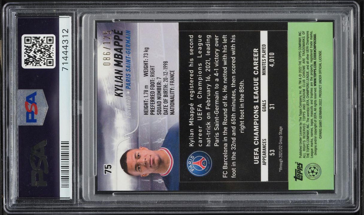 2021 Topps Stadium Chrome UEFA G/Y Electric Charge Ref Kylian