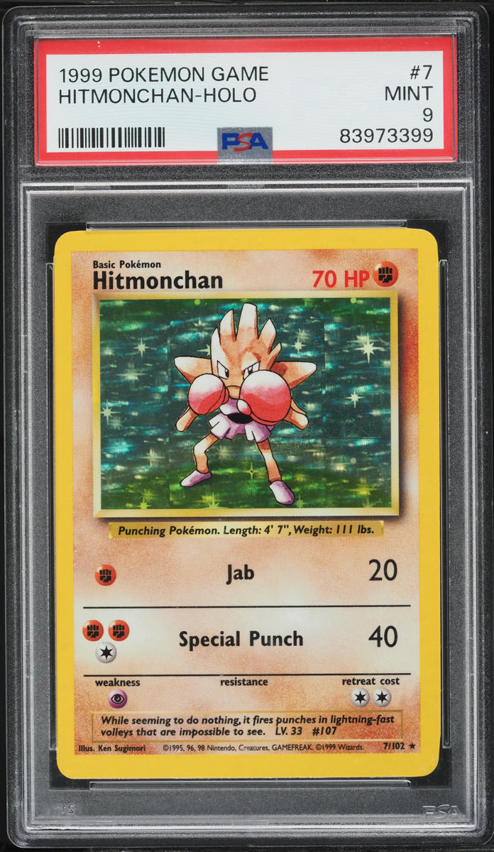1999 Pokemon Base Set Holo Hitmonchan #7 PSA 9 MINT