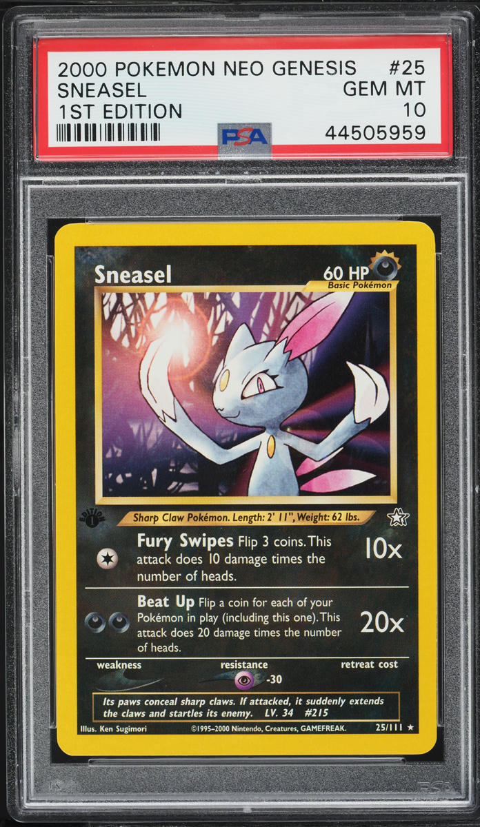 2000 Pokemon Neo Genesis 1st Edition Sneasel #25 PSA 10 GEM MINT