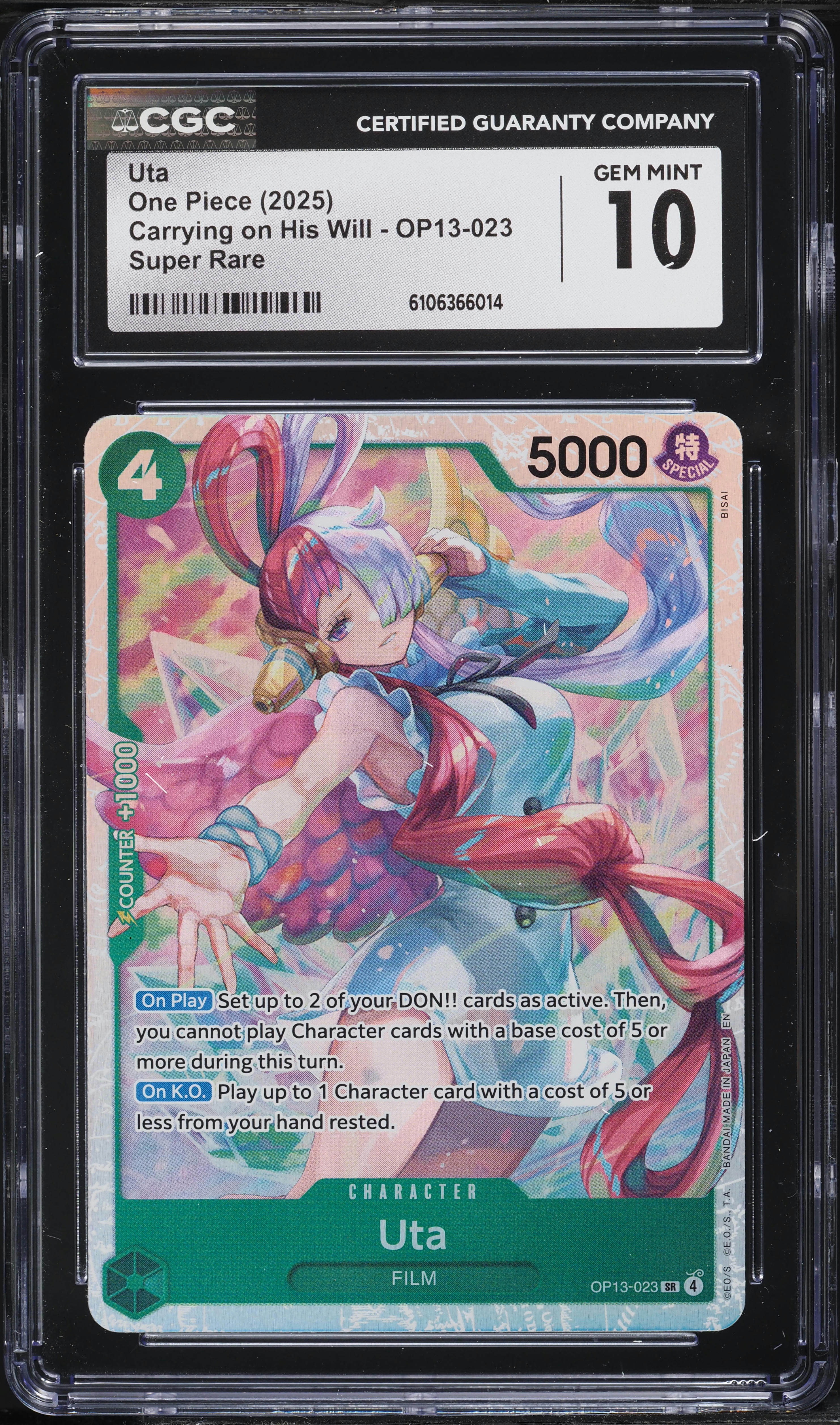 2025 One Piece Carrying On His Will SR Uta #OP13-023 CGC 10 GEM