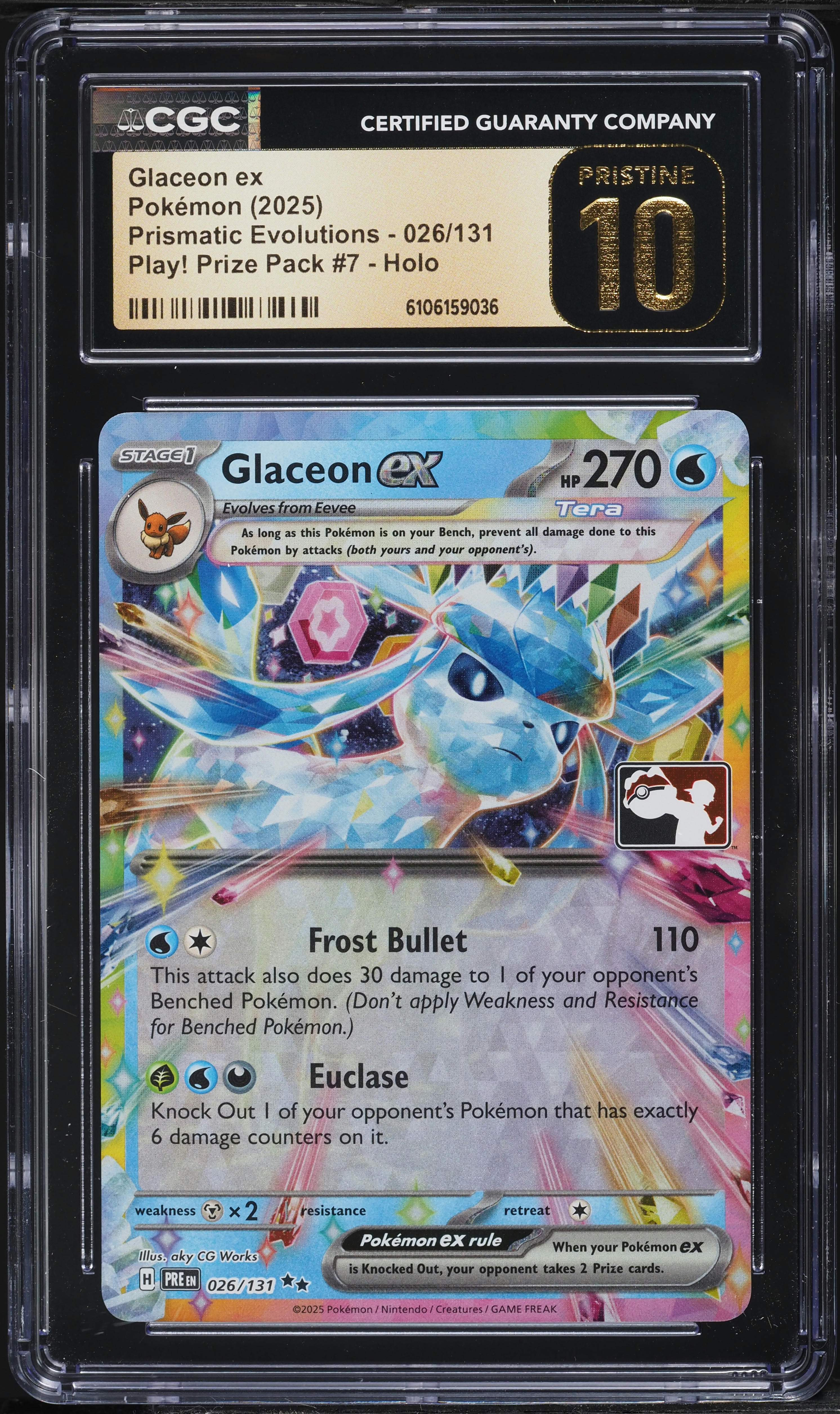 2025 Pokemon Prismatic Evolutions Play! Prize Pack #7 Holo Glaceon