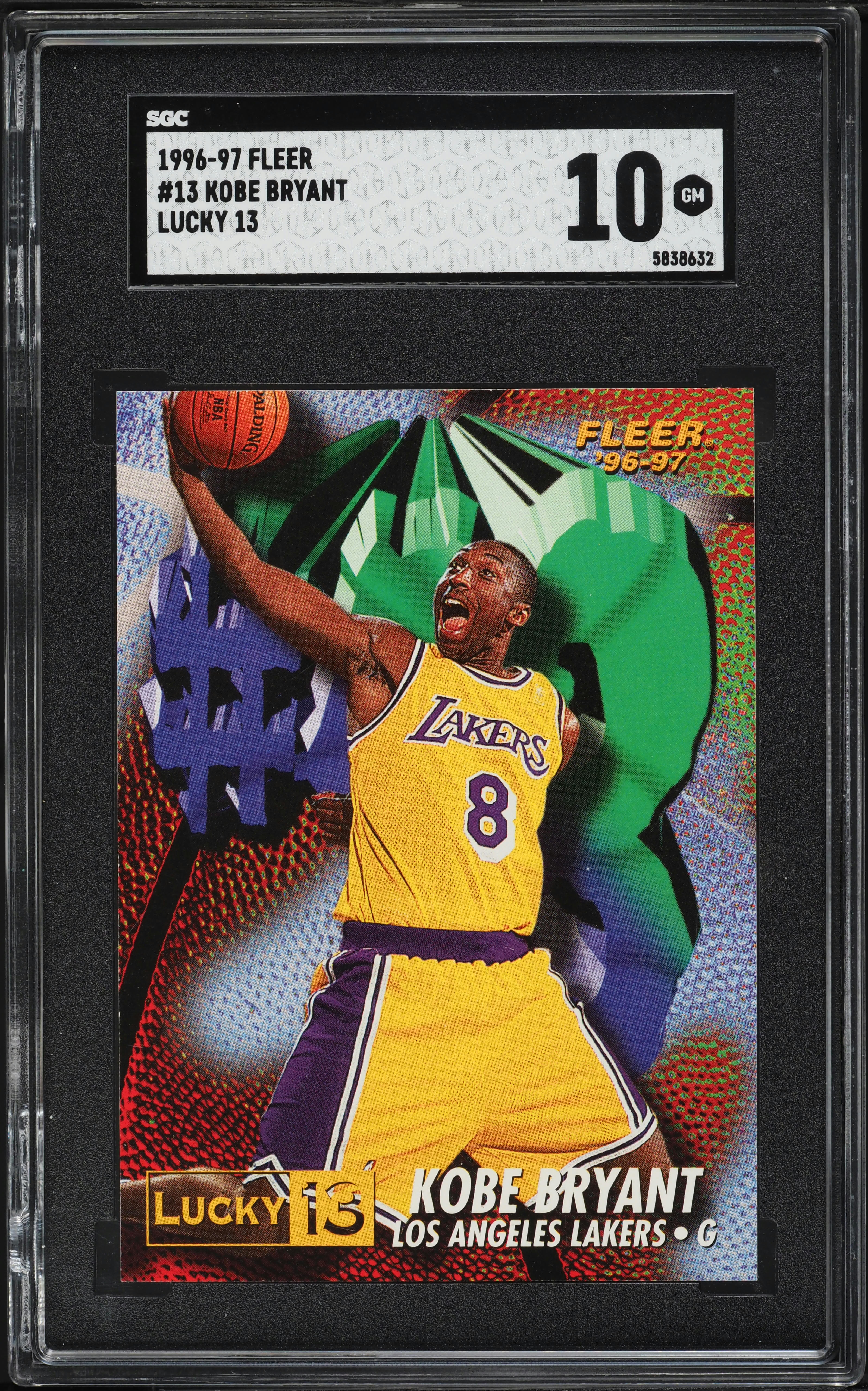 1996 Fleer Lucky 13 Kobe Bryant ROOKIE #13 SGC 10 GEM MINT on