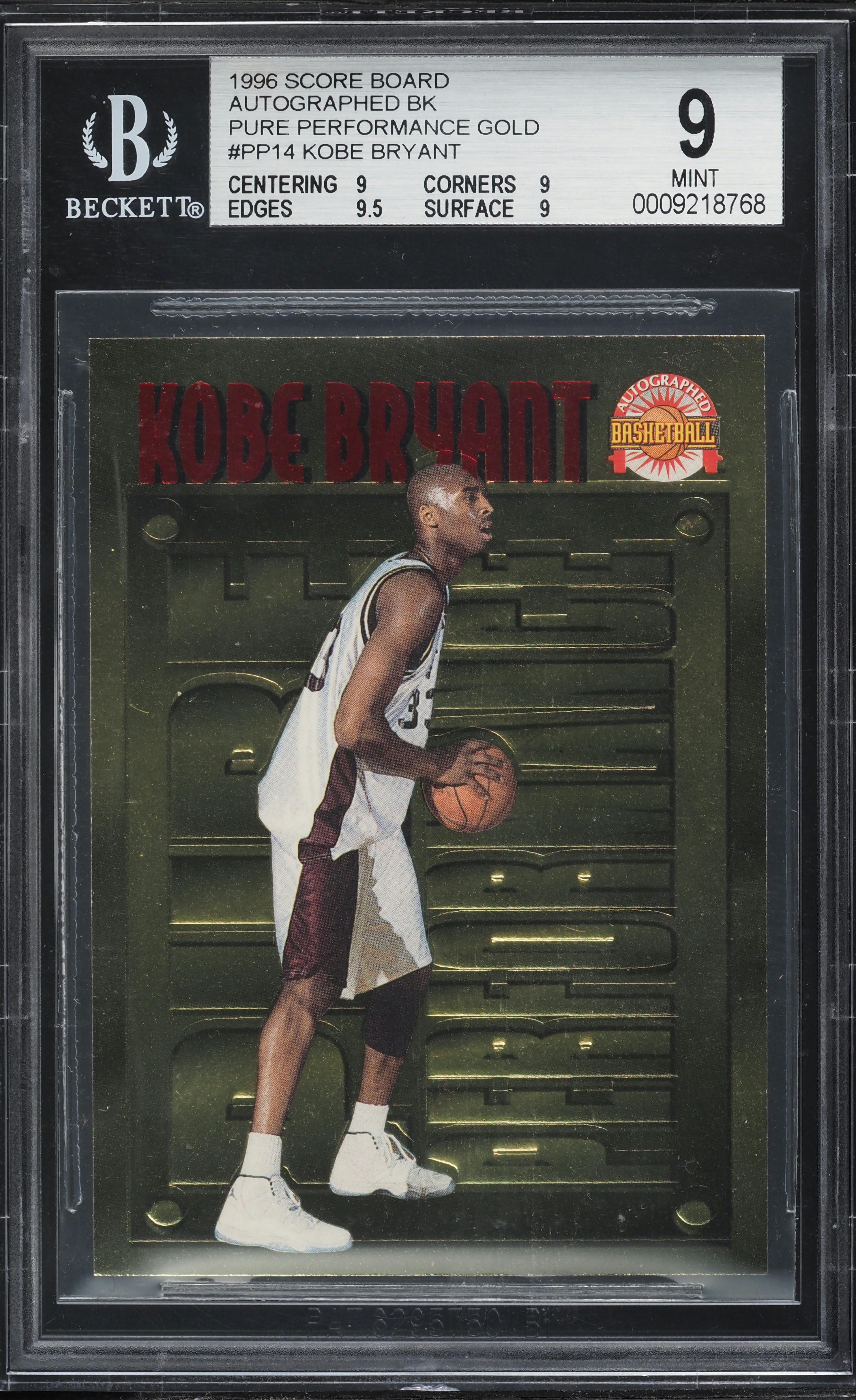 1996 Score Board Pure Performance Gold Kobe Bryant ROOKIE #PP14 