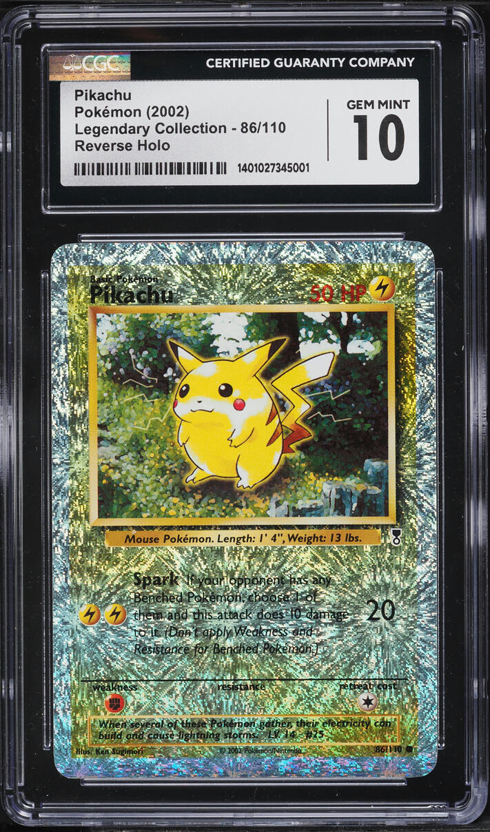 2002 Pokemon Legendary Collection Reverse Holo Pikachu #86 CGC 10 GEM MINT  on Fanatics Collect