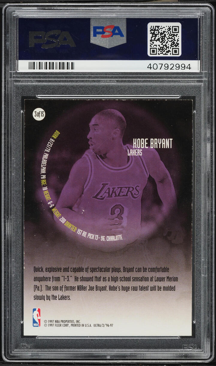 1996 Ultra All-Rookies Kobe Bryant ROOKIE #3 PSA 9 MINT