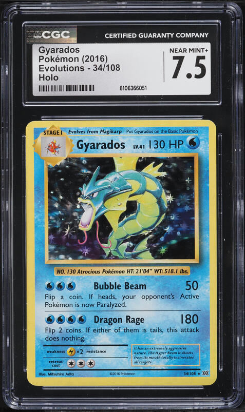 2016 Pokemon XY Evolutions Holo Gyarados #34 CGC 7.5 NRMT+