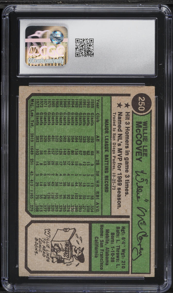 1974 Topps Willie McCovey #250 CGC 6 EXMT