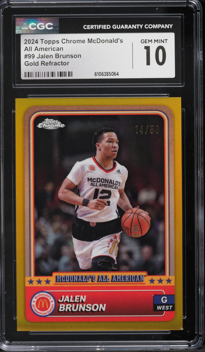 2024 Topps Chrome McDonald's All American Gold Refractor Jalen Brunson /50 #99 CGC 10 GEM MINT