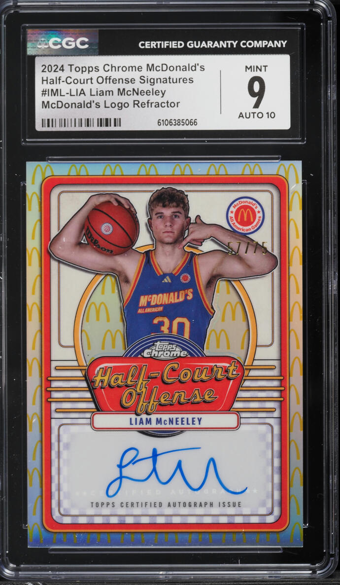 2024 Topps Chrome McDonald's Half-Court Offense Logo Refractor Liam McNeeley RC AUTO /75 CGC 9