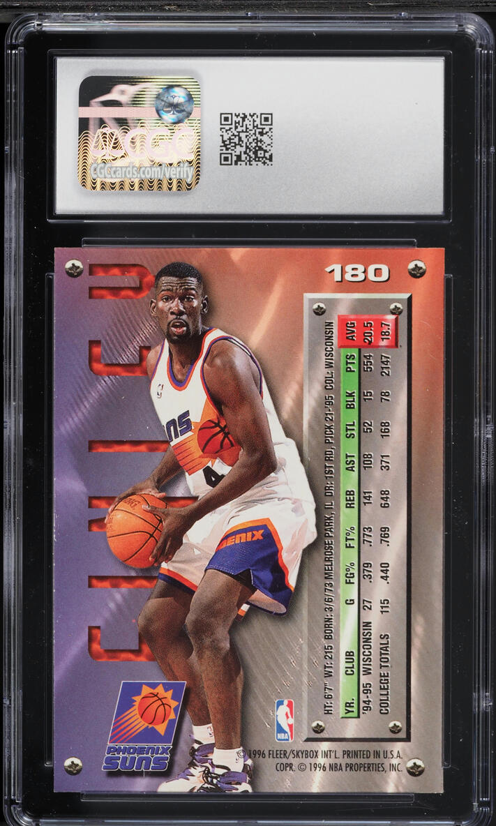 1995 Metal Basketball Michael Finley ROOKIE #180 CGC 8 NM-MT