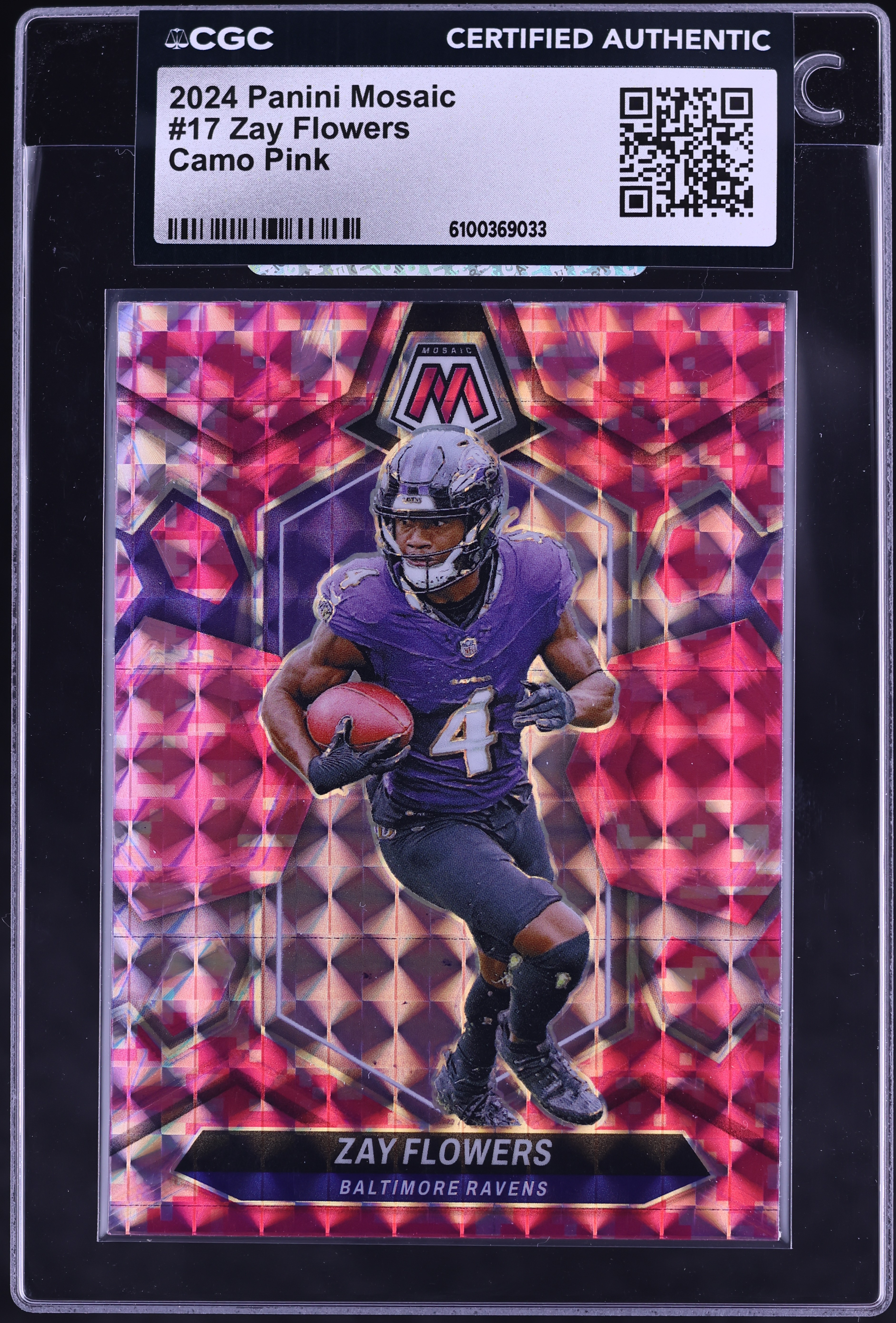 2024 Panini Mosaic Camo Pink Prizm Zay Flowers #17 CGC AUTH on