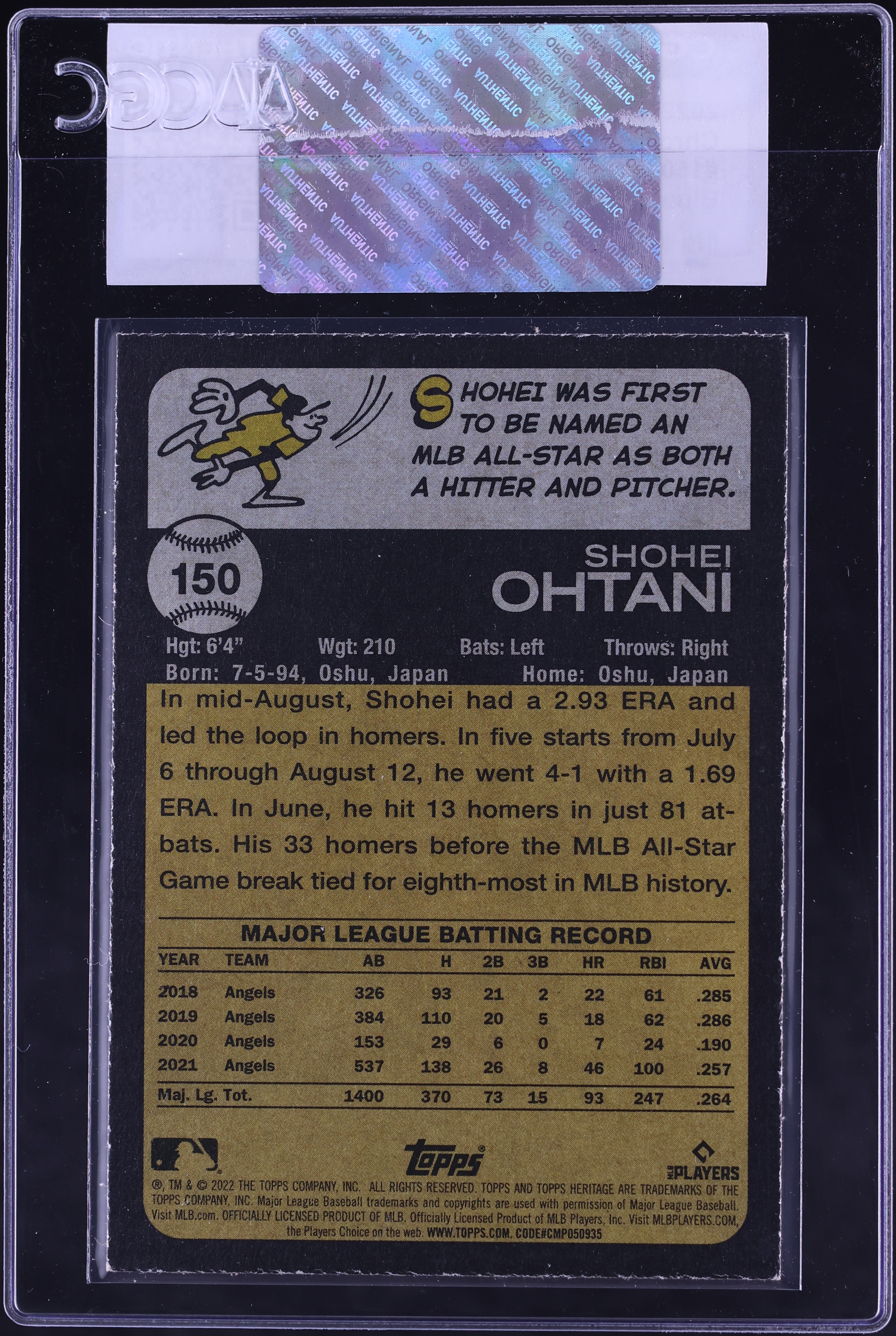 2022 Topps Heritage Chrome Blue Sparkle Refractor Shohei Ohtani