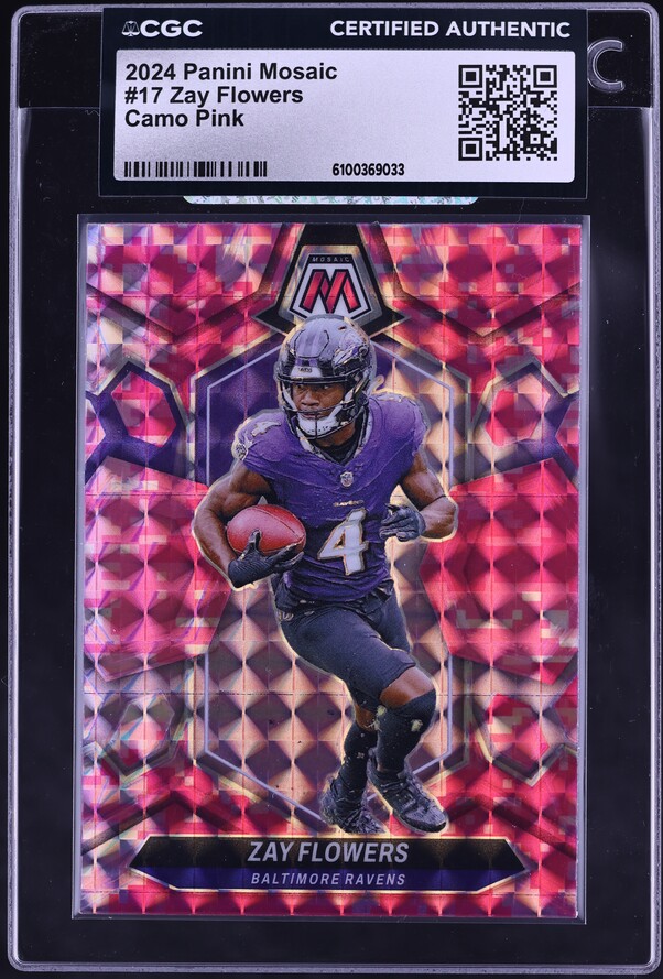 2024 Panini Mosaic Camo Pink Prizm Zay Flowers #17 CGC AUTH on
