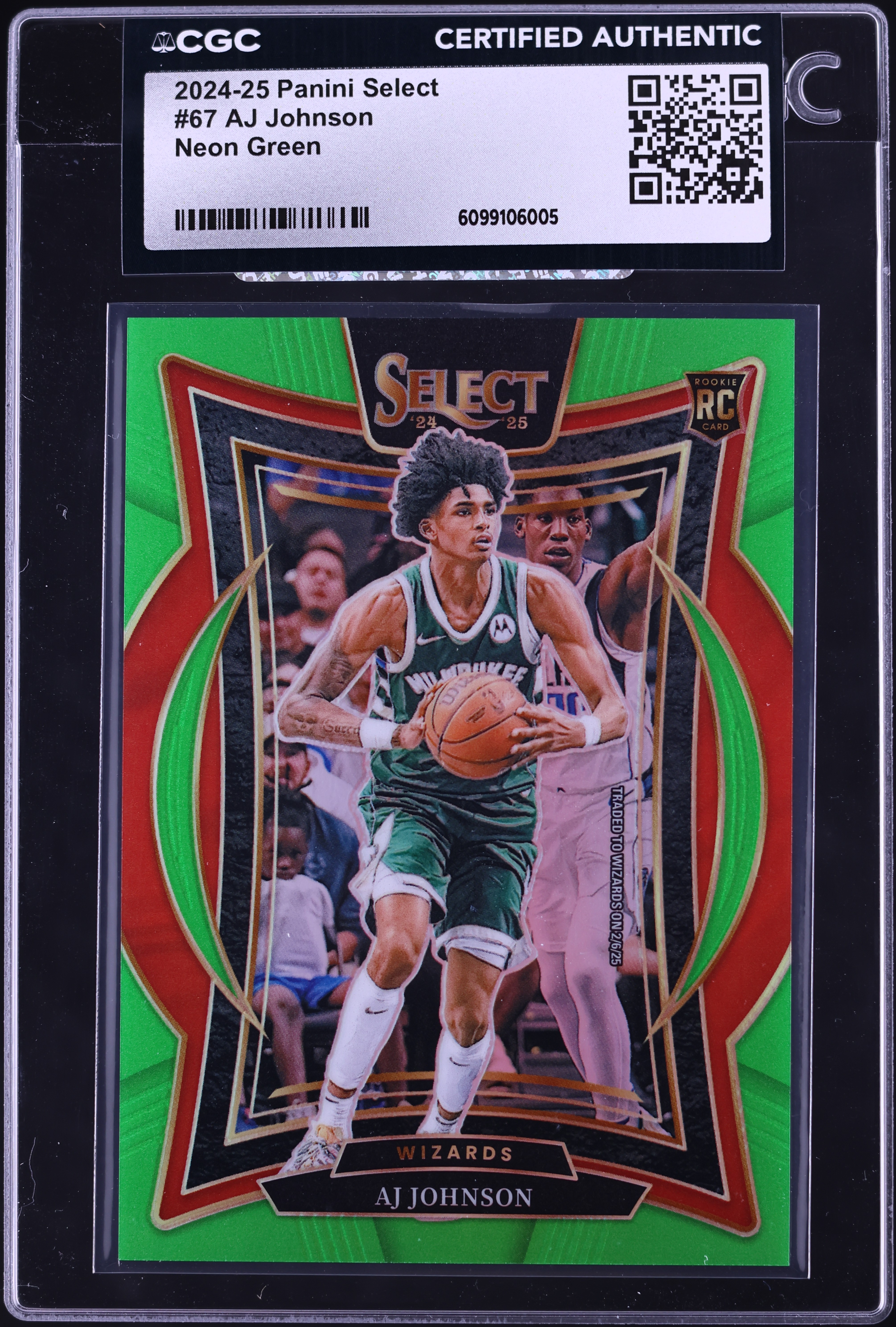 2024 Select Concourse Neon Green Prizm AJ Johnson ROOKIE /75 #67