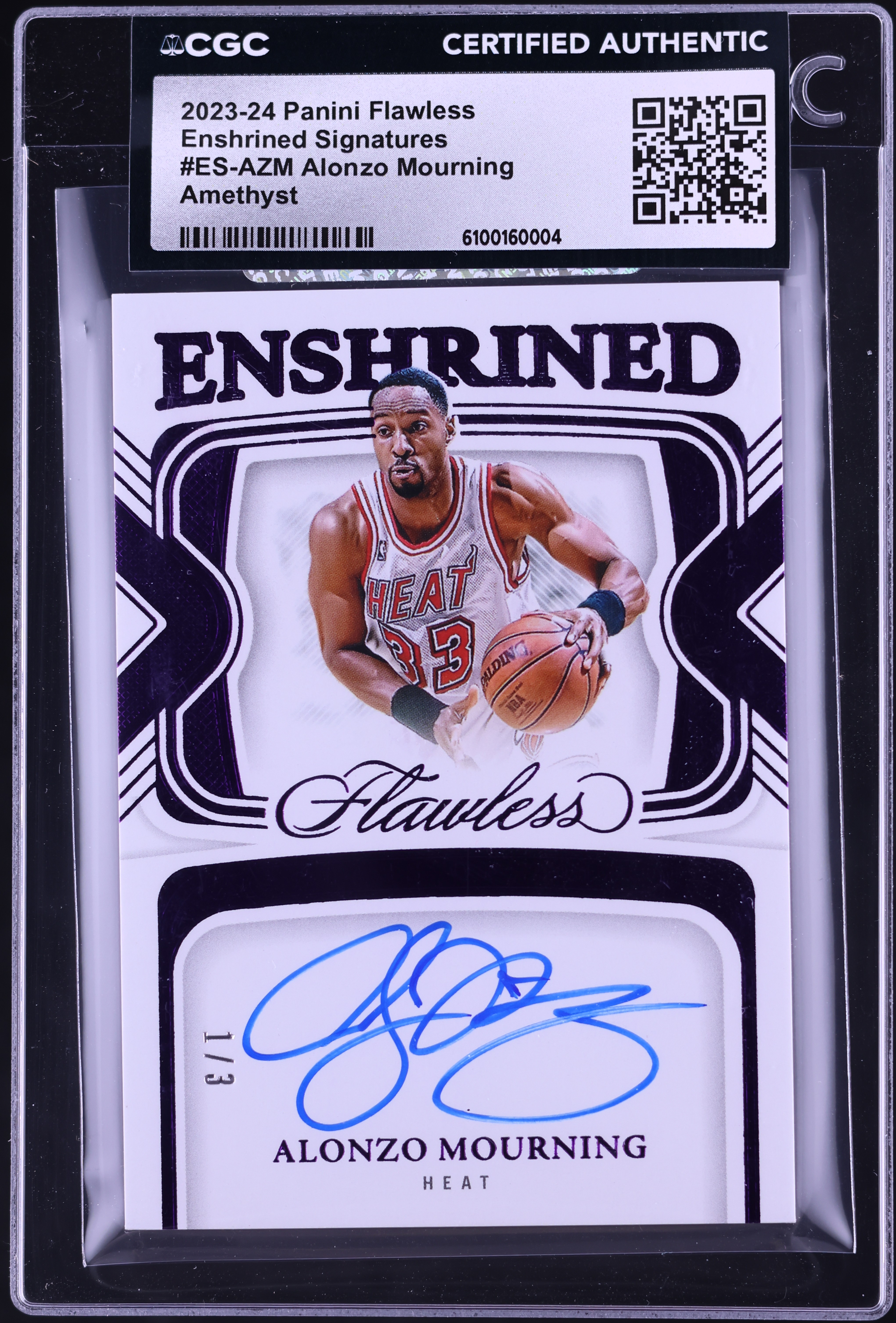 2023 Panini Flawless Enshrined Amethyst Alonzo Mourning AUTO 1/3