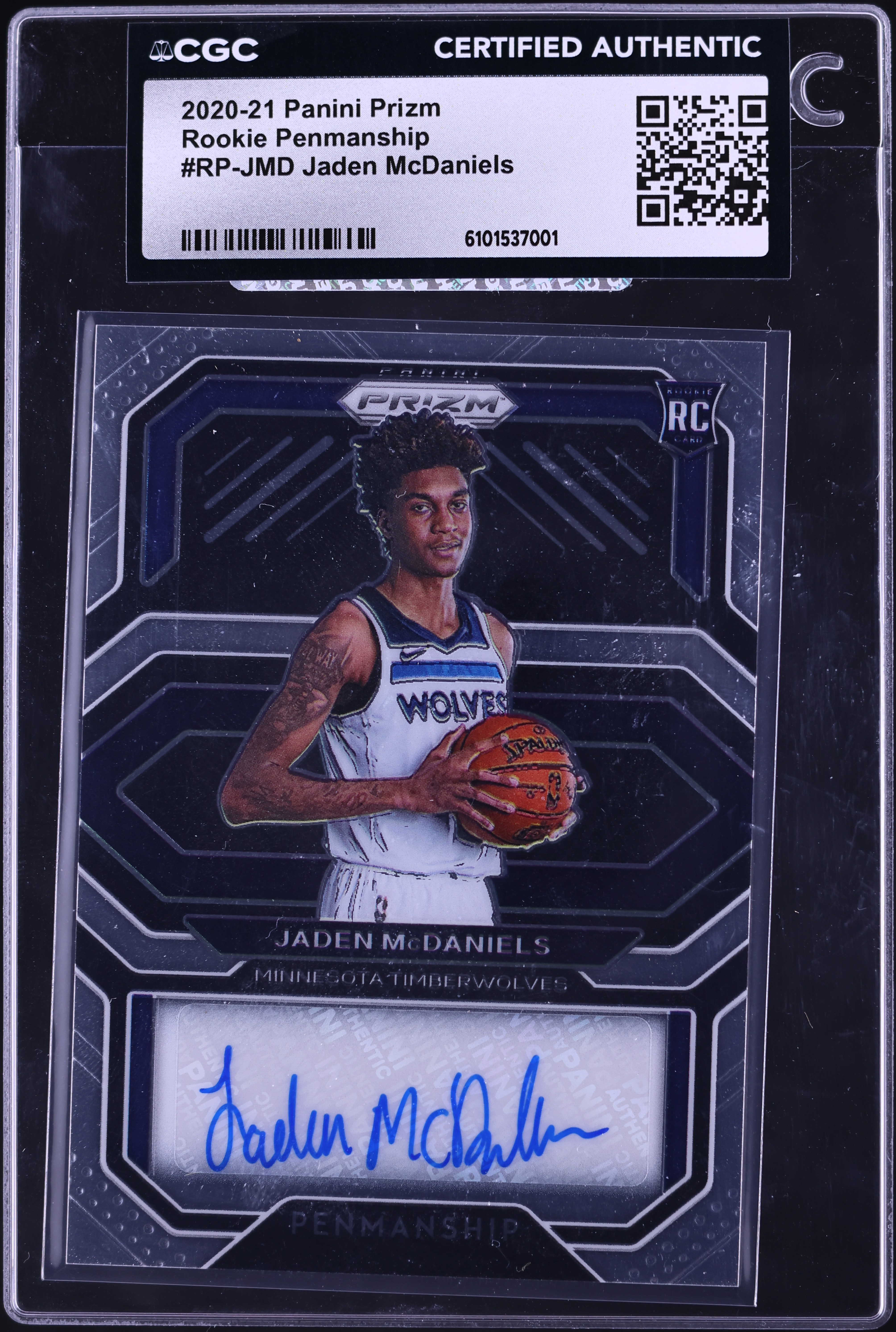 2020-21 panini PRIZM NBA JADEN MCDANIELS RC Prizm AUTO 直筆サイン 