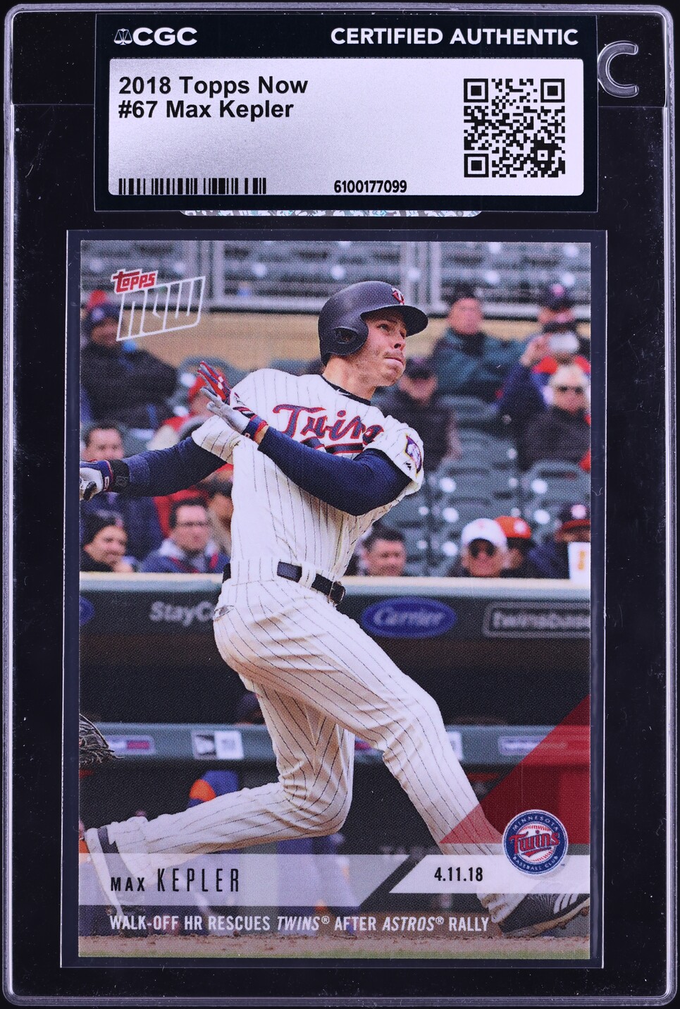 2018 Topps Now Max Kepler #67 CGC AUTH