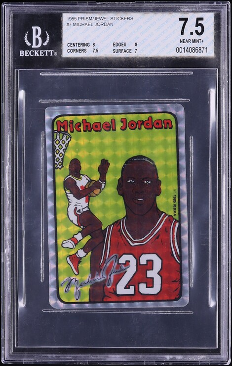 1985 Prism Jewel Stickers Michael Jordan ROOKIE #7 BGS 7.5 NRMT+