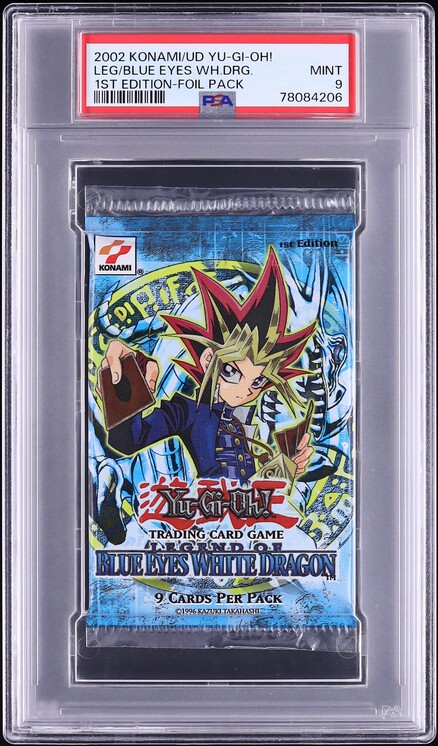2002 Yu-Gi-Oh! Legend Of Blue-Eyes 1st Edition Foil Booster Pack PSA 9 MINT  on Fanatics Collect