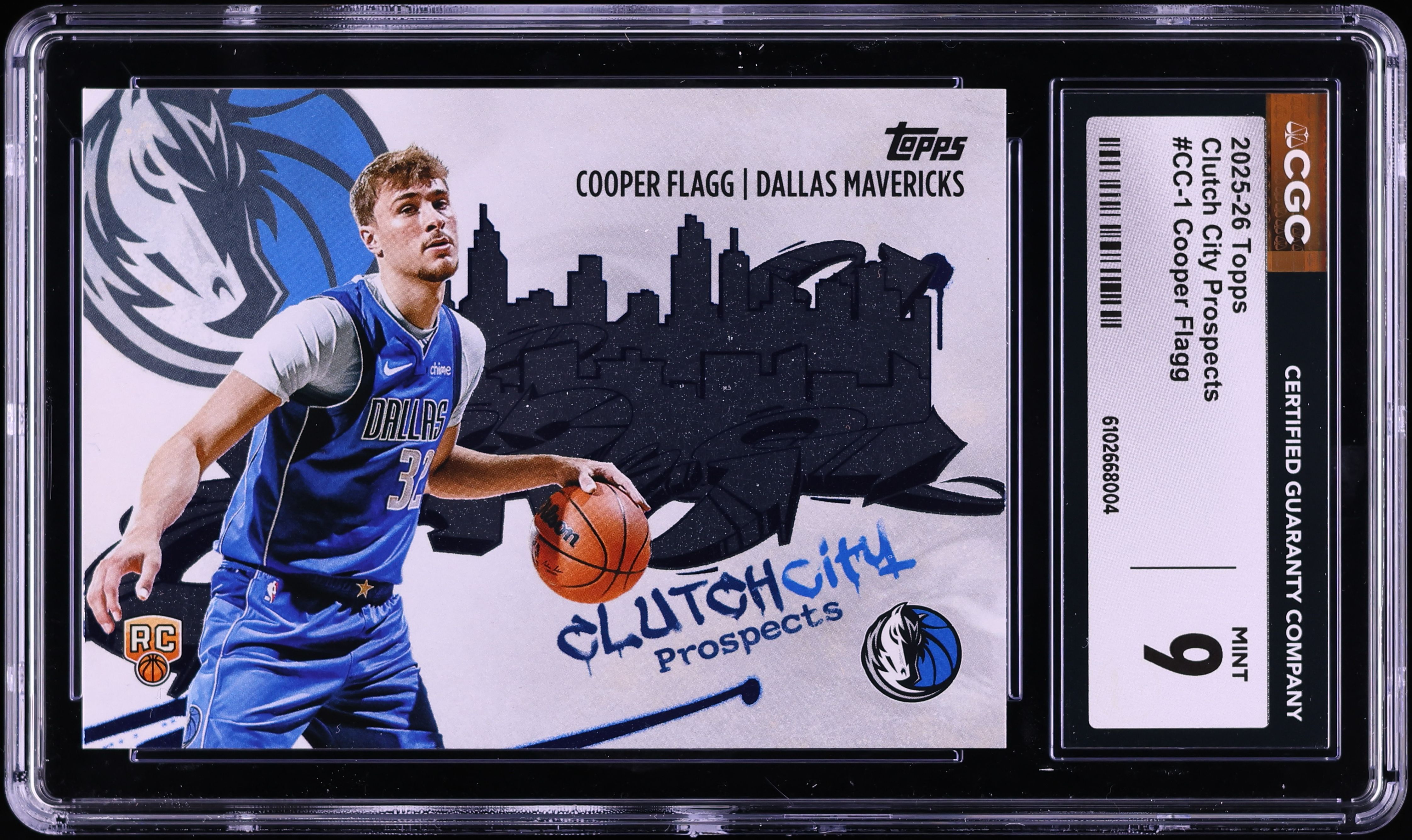 2025 Topps Clutch City Prospects Cooper Flagg ROOKIE #CC-1 CGC 9
