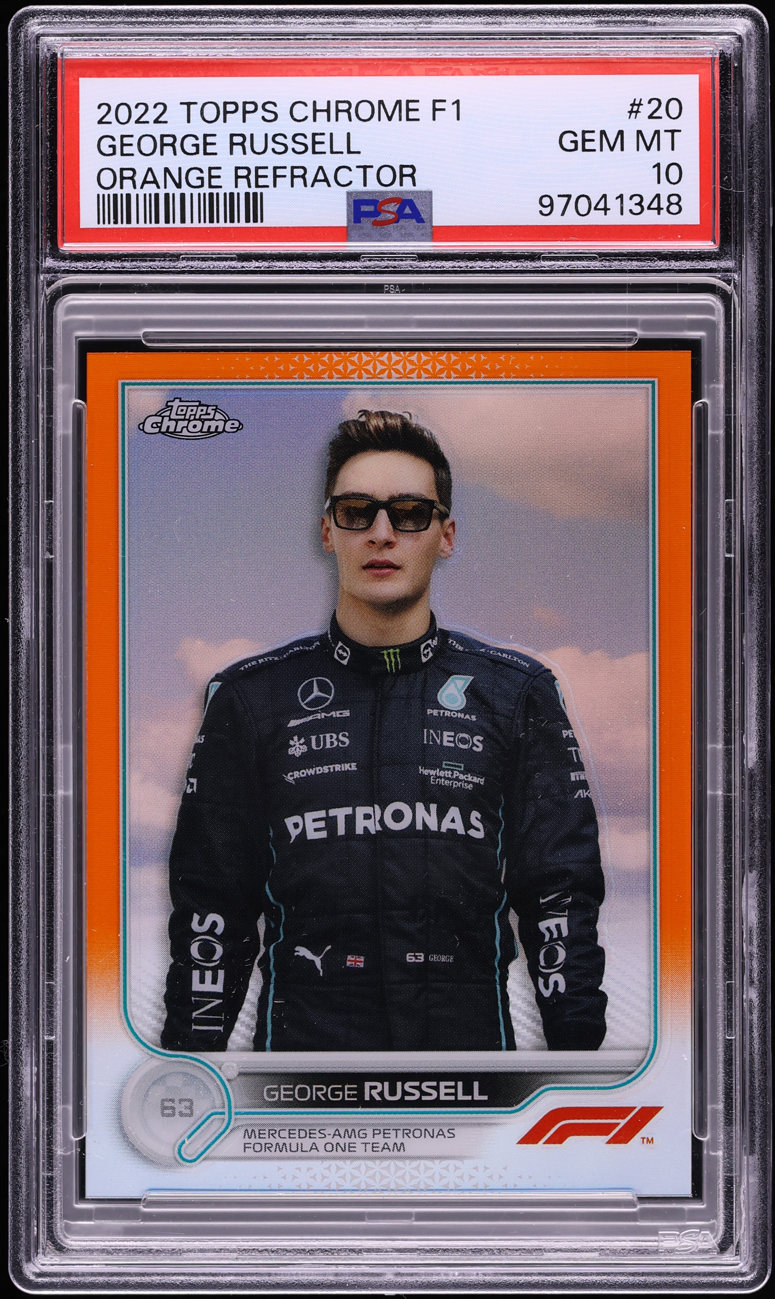 2022 Topps Chrome Formula 1 Orange Refractor George Russell /25