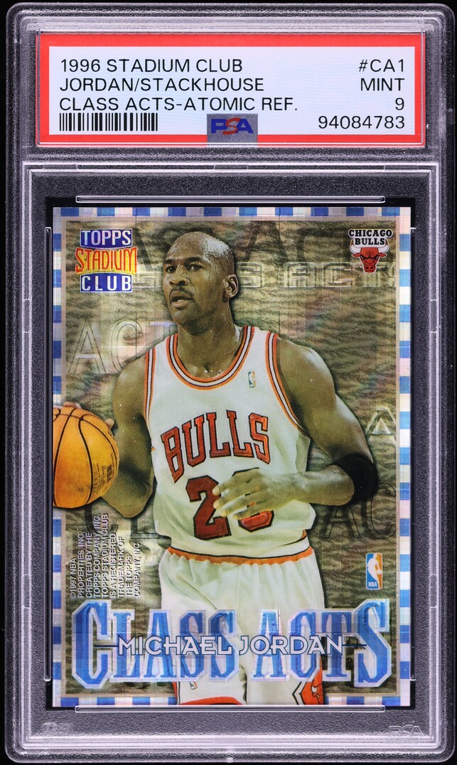 1996 Stadium Club Class Acts Atomic Refractor Jerry Stackhouse Michael Jordan #CA1 PSA 9 MINT
