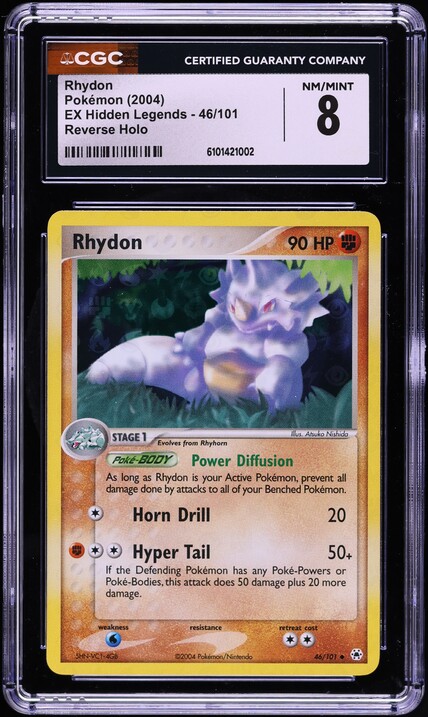 2004 Pokemon EX Hidden Legends Reverse Holo Rhydon #46 CGC 8 NM-MT