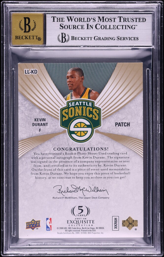 2007 Exquisite Collection Limited Logos Kevin Durant ROOKIE PATCH AUTO /50 BGS 8.5 NM-MT+