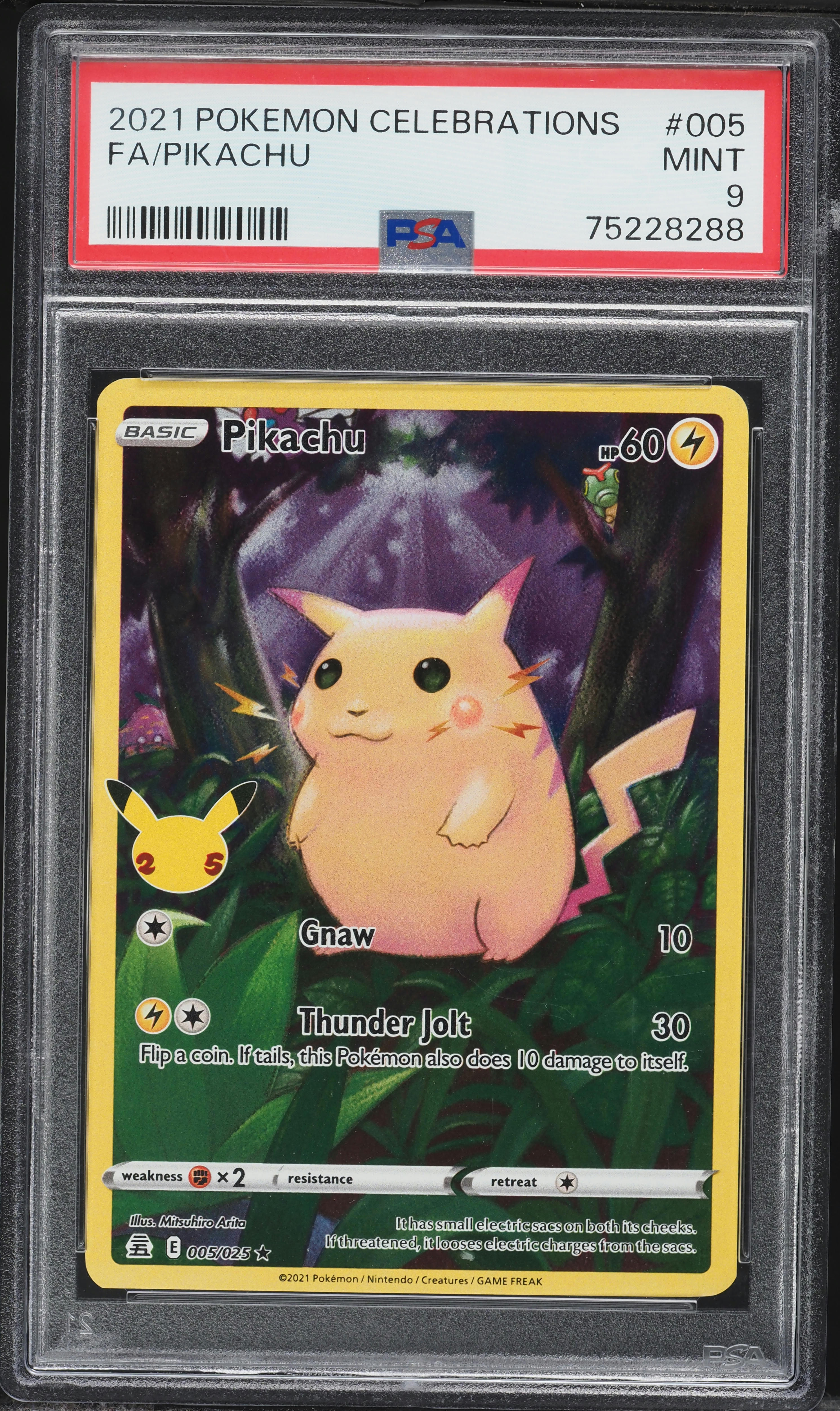 2021 Pokemon Sword & Shield Celebrations Full Art Pikachu #5 PSA 9